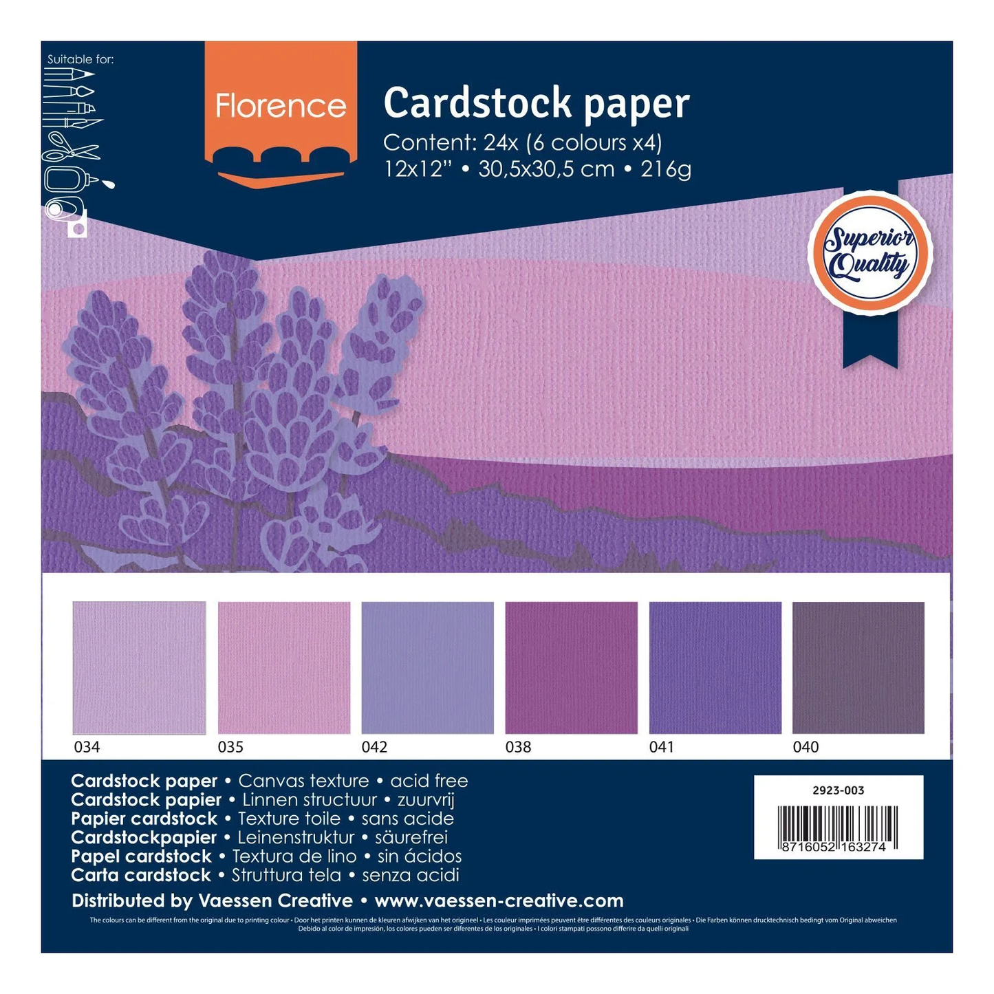 Florence • Cardstock, Canva Texture 30,5x30,5cm 12x5 Purple