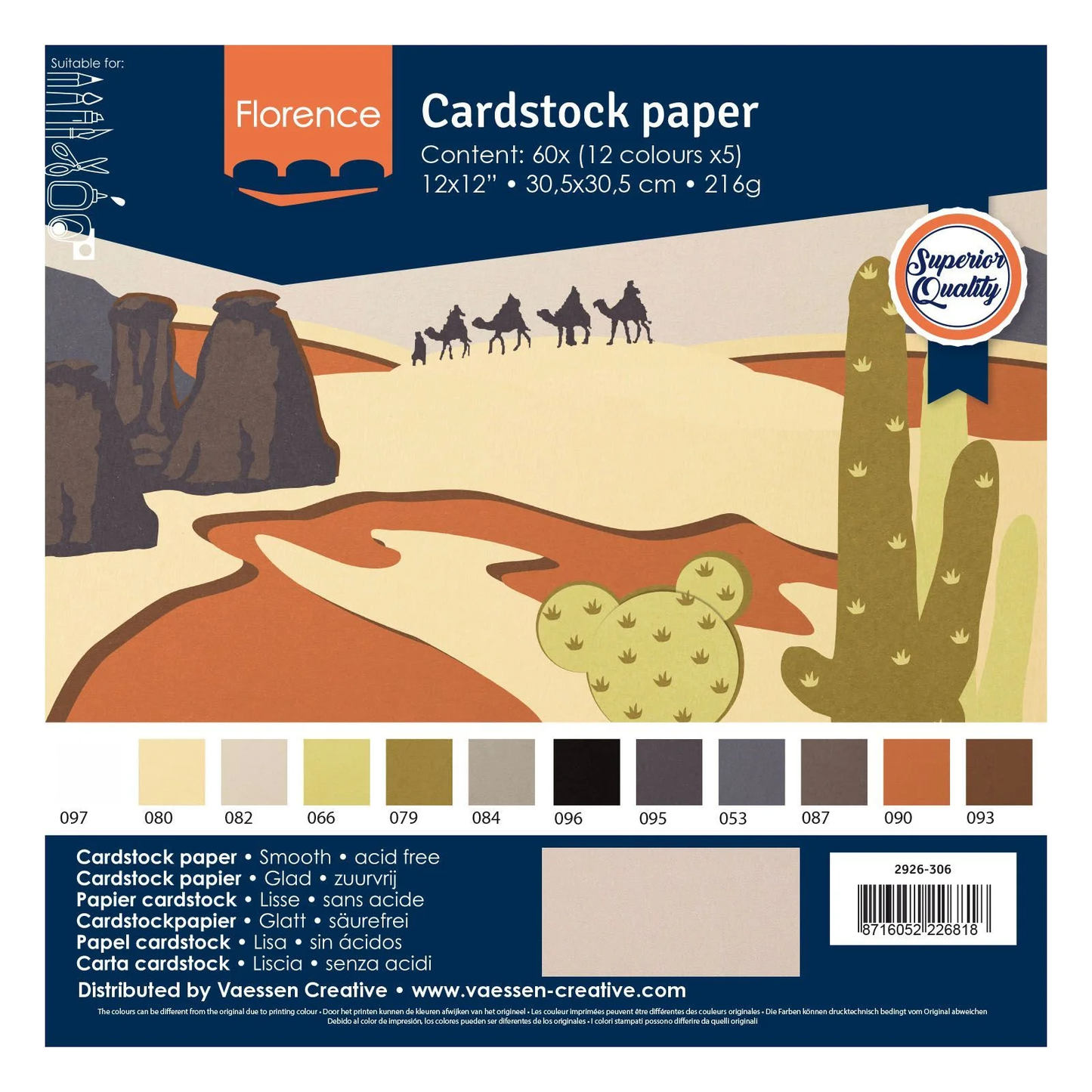 Florence • Cardstock 216g Glatt 30,5x30,5cm 12x5  Earth Tones