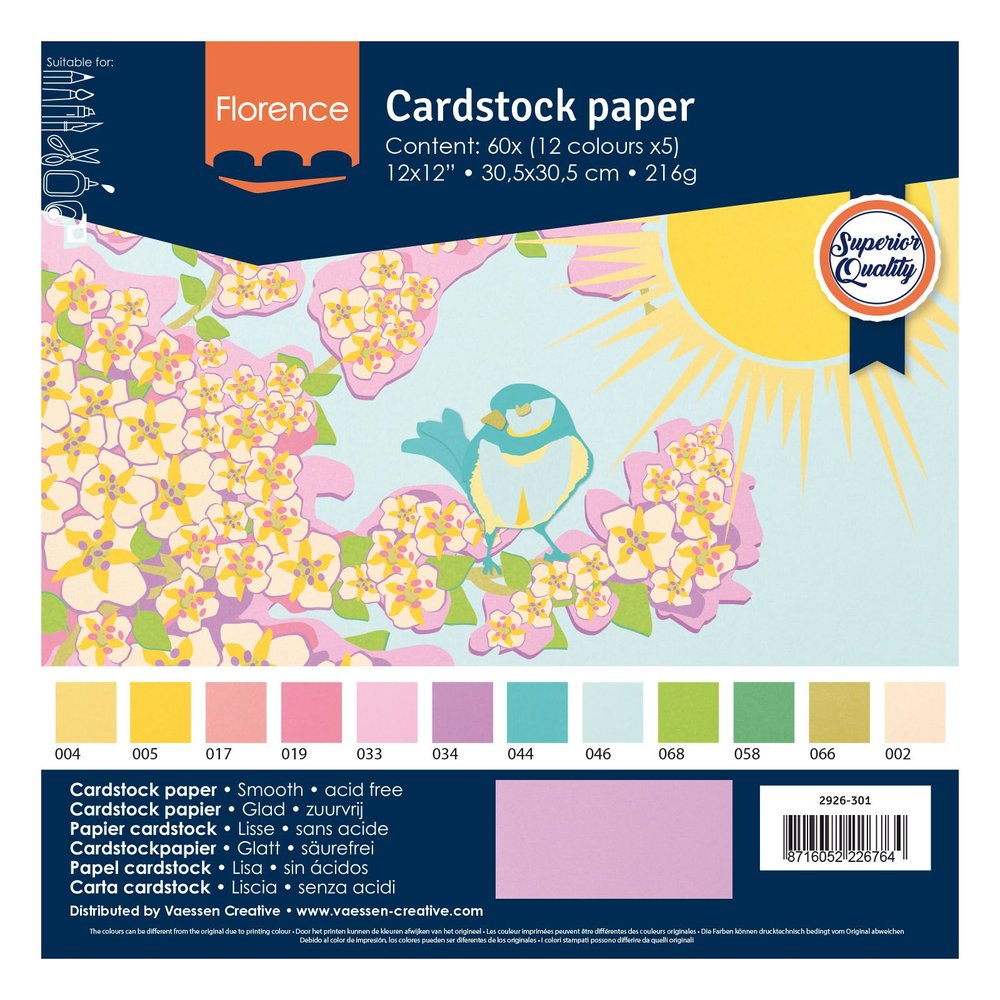 Florence • Cardstock 216g Glatt 30,5x30,5cm 12x5 Spring