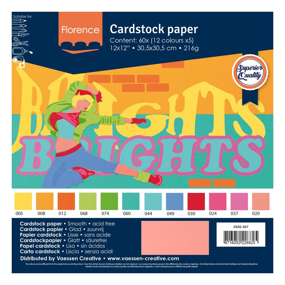 Florence • Cardstock 216g Glatt 30,5x30,5cm 12x5 Brights