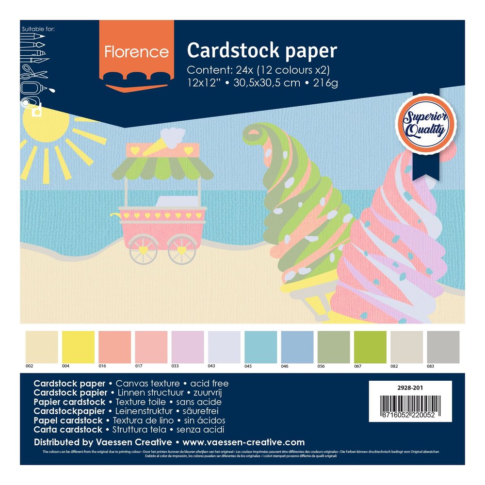 Florence • Cardstock multipack texture 30,5x30,5cm Pastell